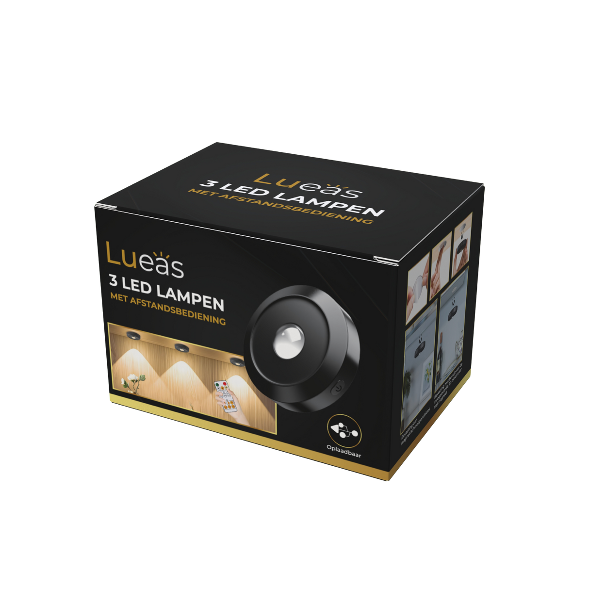 Lueas® Oplaadbare ledspotjes 3 stuks