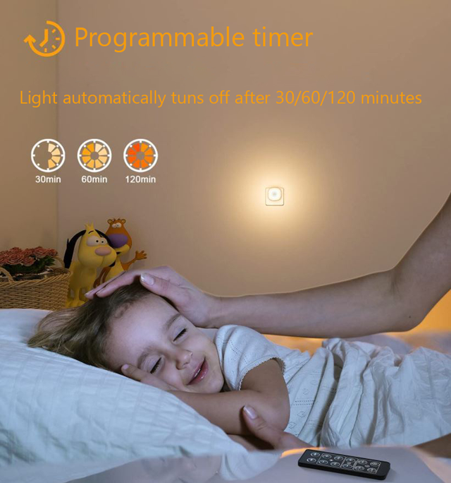 2x LED stopcontact lampje met lichtsensor en afstandsbediening