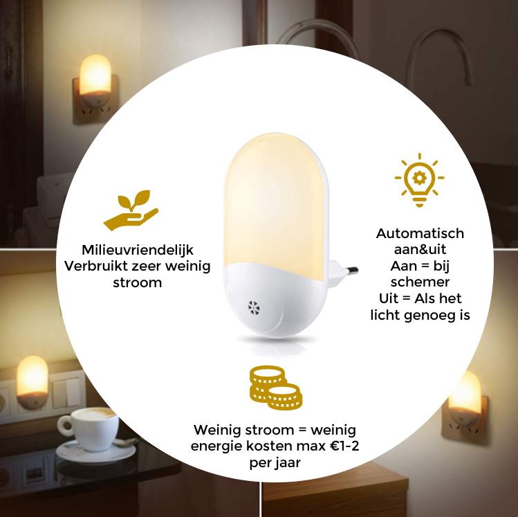 Lueas® LED-nachtlampje plug-in met lichtsensor
