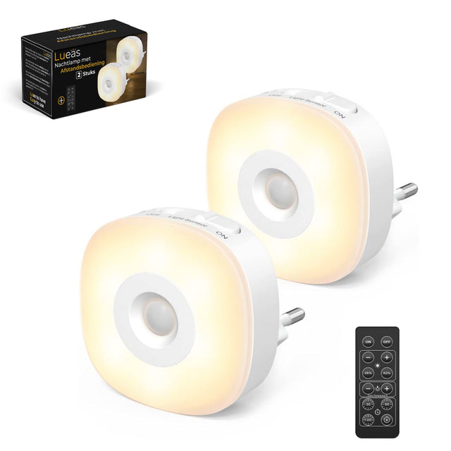 2x LED stopcontact lampje met lichtsensor en afstandsbediening