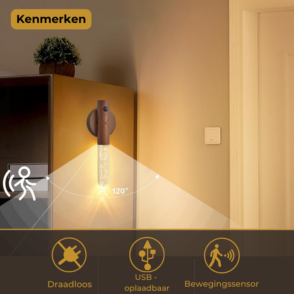 Lueas® Draadloze wandlamp met bewegingssensor