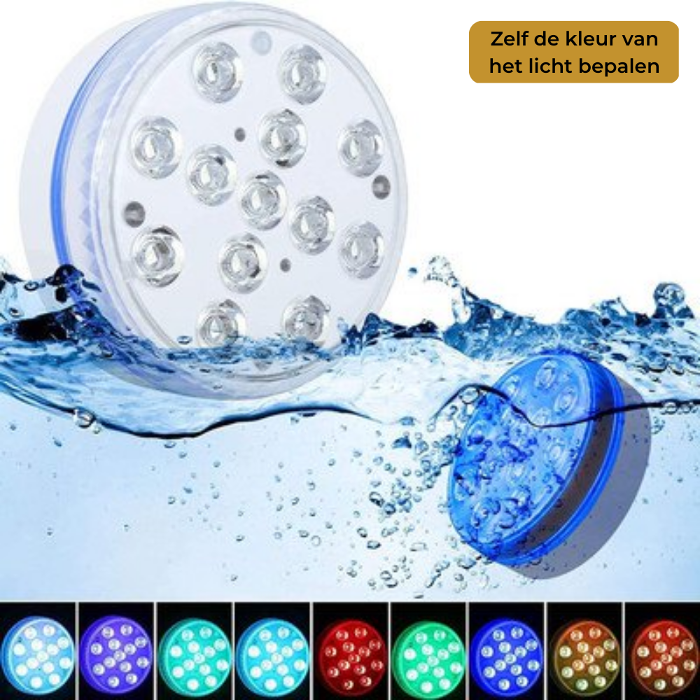 Lueas® 2 stuks Draadloze Ledlampjes Waterdicht- Zwembadverlichting - met Afstandbediening - op Batterijen - RGB - Dimbaar