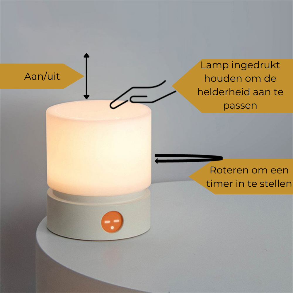 Draadloze tafellamp met timer en dimfunctie - hout