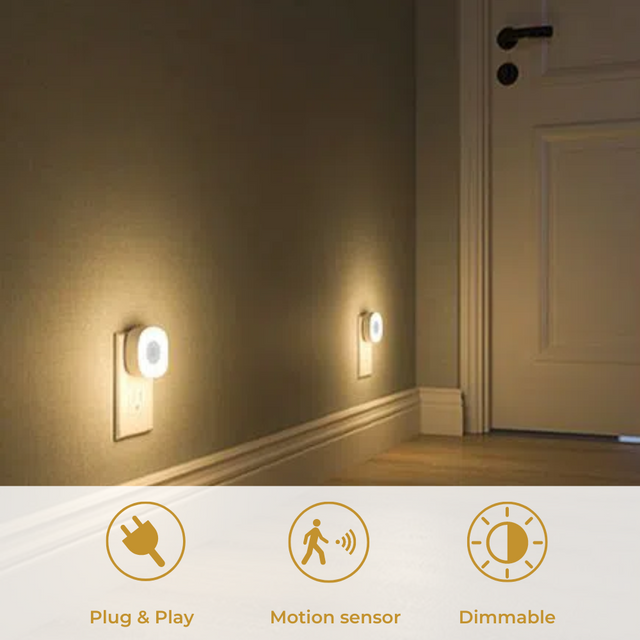 2x LED stopcontact lampje met lichtsensor en afstandsbediening
