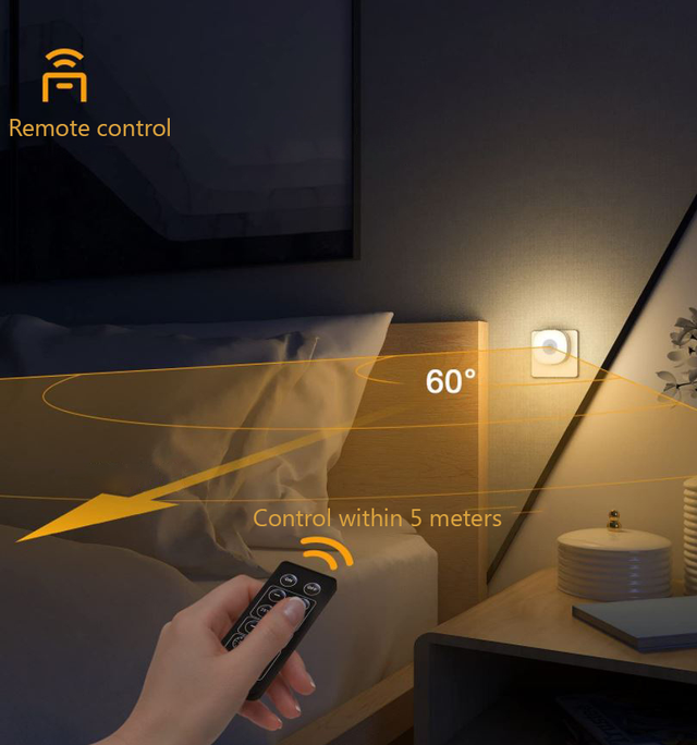 2x LED stopcontact lampje met lichtsensor en afstandsbediening